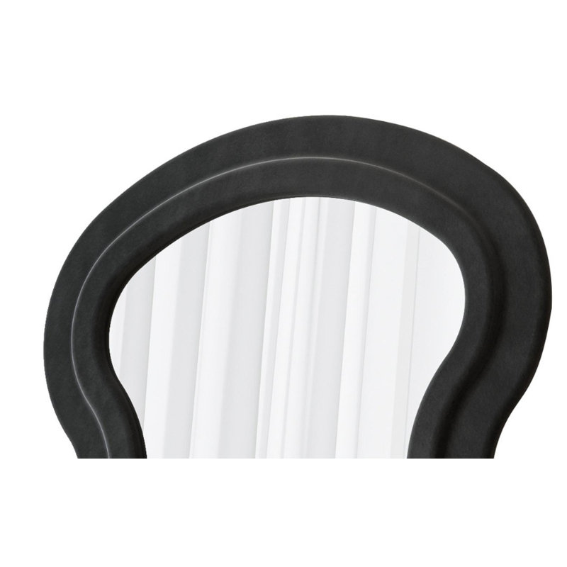 Full Length Wave Black Floor Mirror with Stand