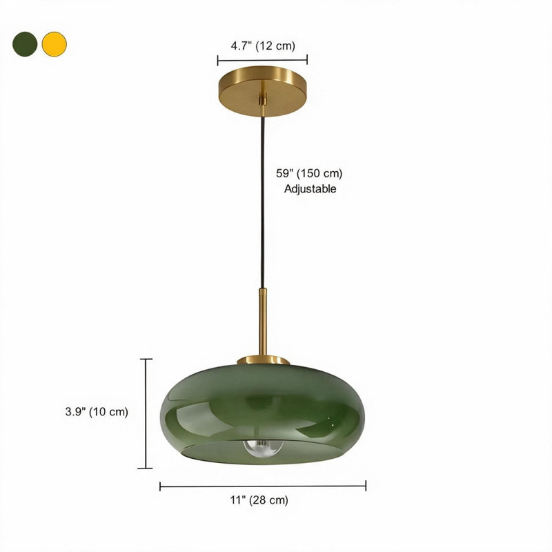 Vintage Green Glass Pendant Light, Green