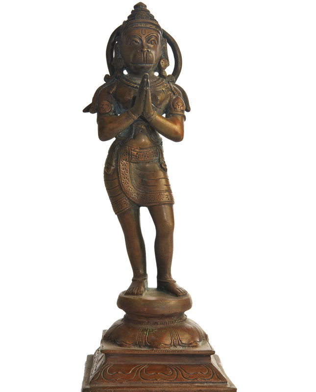 Statue La position dévote de Hanuman, Noir