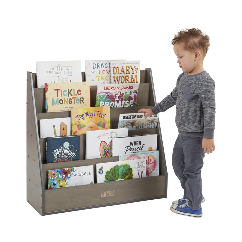 Gray Birch Kids Book Display Stand with Storage