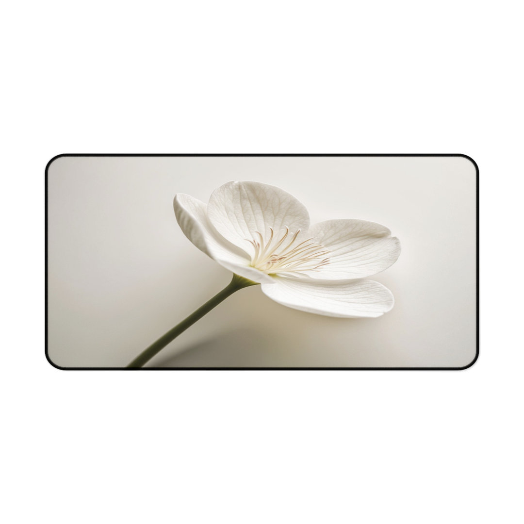 Elegant White Blossom Desk Mat