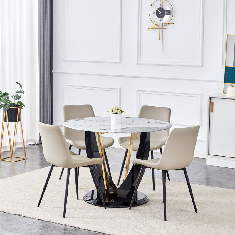 Round Dining Table Set, 5, Gray