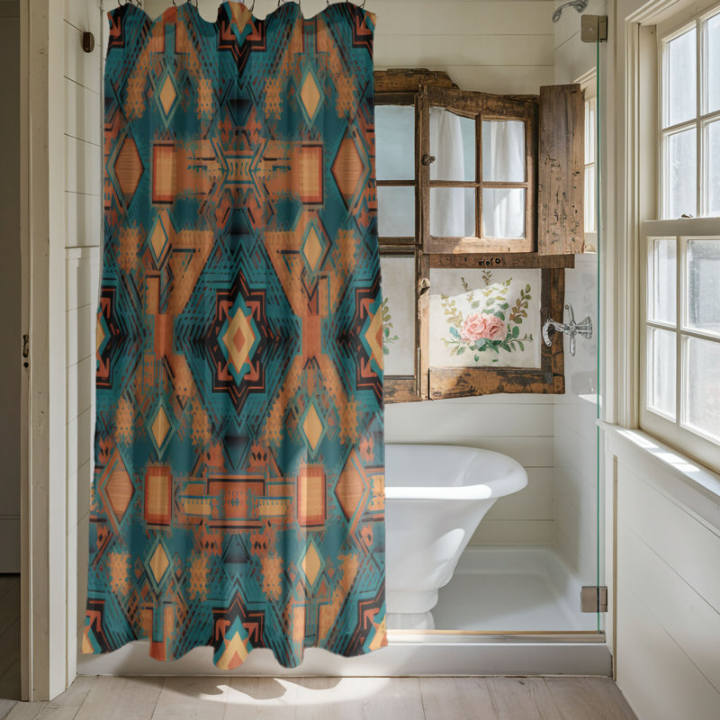 Tribal Designs - Rideau de douche Premium, H 74 po x l 71 po