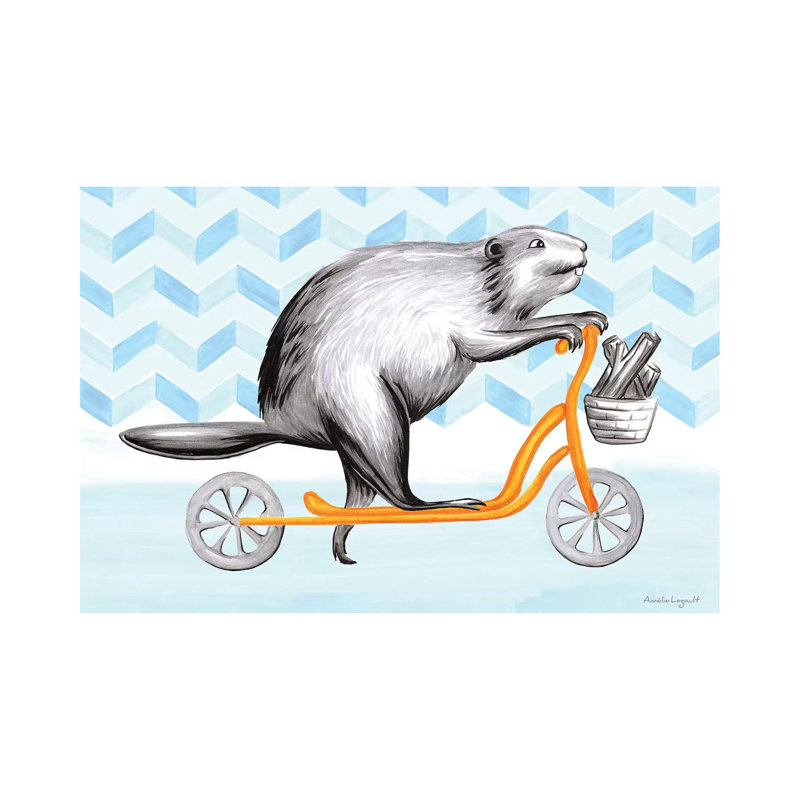 Beaver On Scooter by Amélie Legault - Wrapped Canvas Print, 101.6 cm H x 66.04 cm W x 1.91 cm D