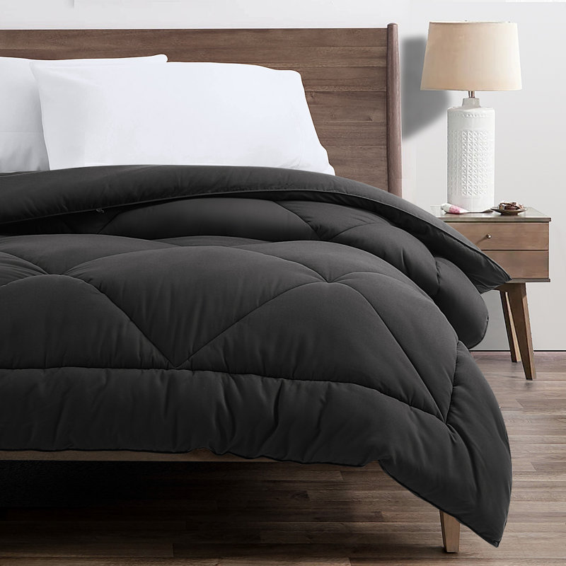 All Season Soft Quilted Down Alternative Comforter Reversible Duvet Gray, Full