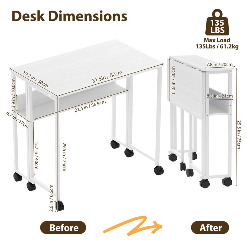 Solid Wood Computer Desk, White