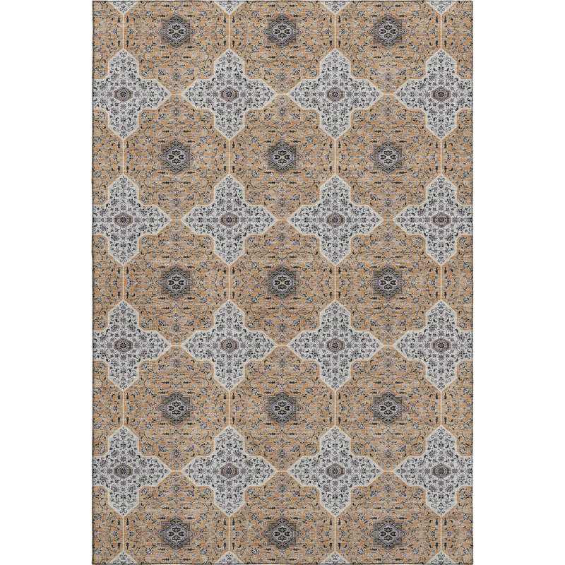 Premium Machine Washable Mayfield AMF2410 Oriental Rug, 5' x 7'6", Copper