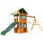 Treasure Cove Wooden Swing Set with Slides and Rock Wall
