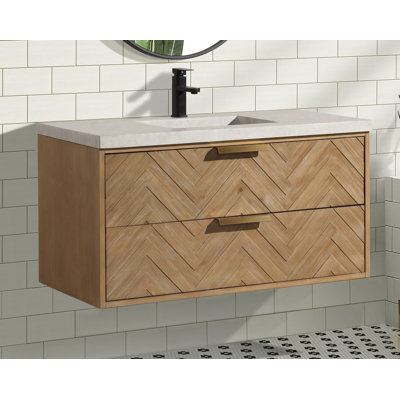 Carlsbad 42'' Wall Mounted Single Bathroom Vanity with Concrete Top -  Ari Kitchen & Bath, AKB-CARLSBAD-42-WHFR