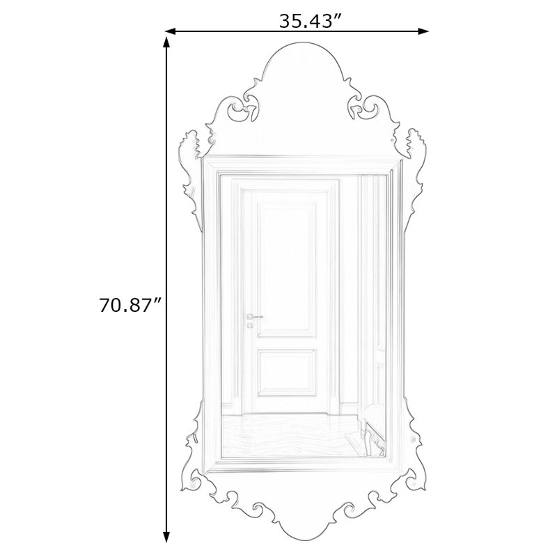 Miroir mural Novelty, 70.87"H x 35.43"W, Black