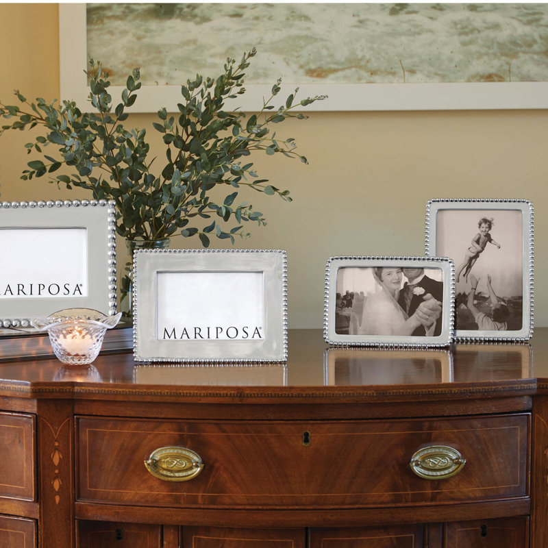 White Beaded 4x6 Recycled Aluminum Picture Frame
