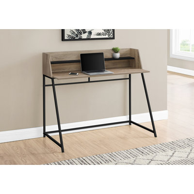 Bureau d'ordinateur, bureau personnel, ordinateur portable, tablettes de rangement, travail, métal, contemporain, moderne