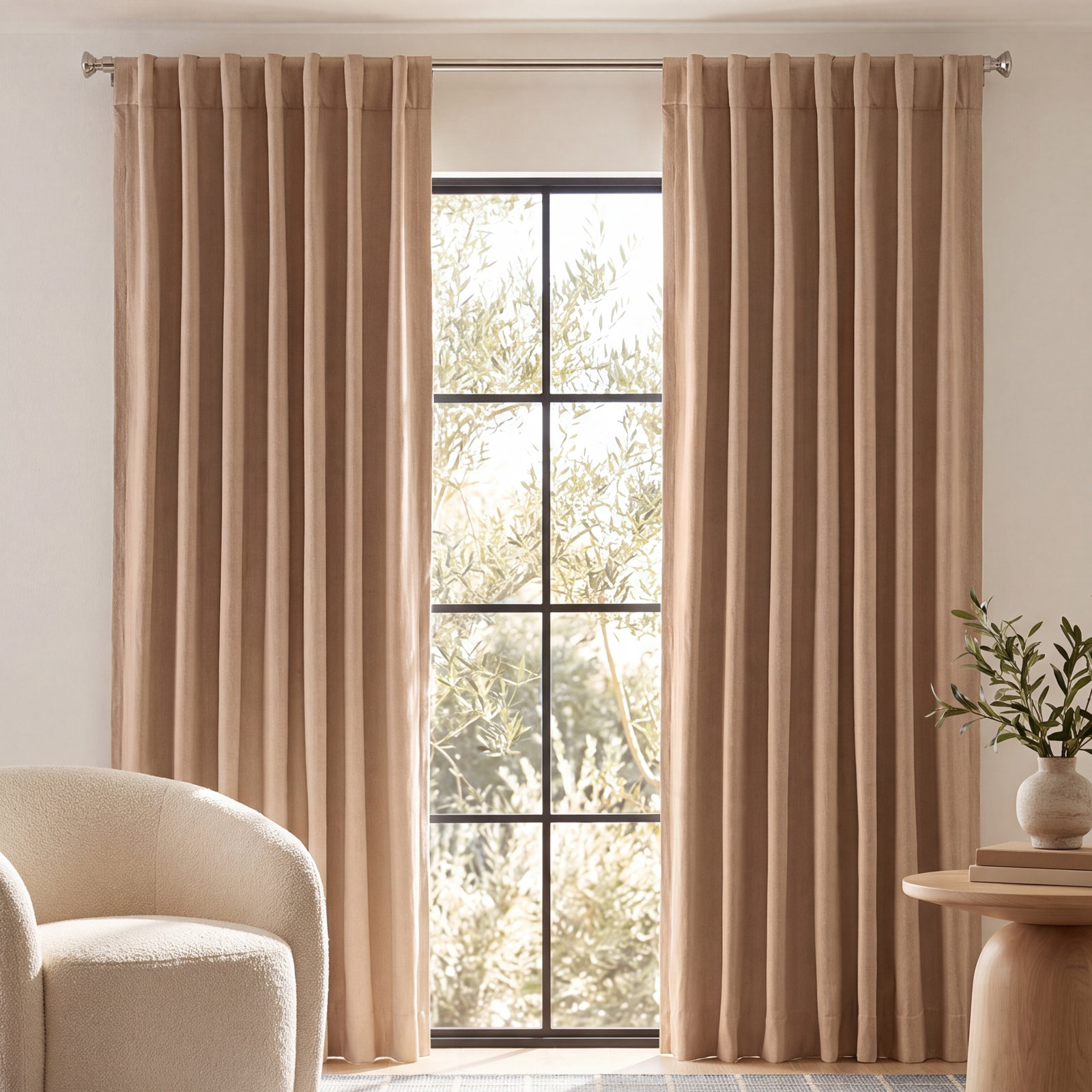LeeRoy Chevron Room Darkening Curtain Panel, Natural, 48" W x 84" L