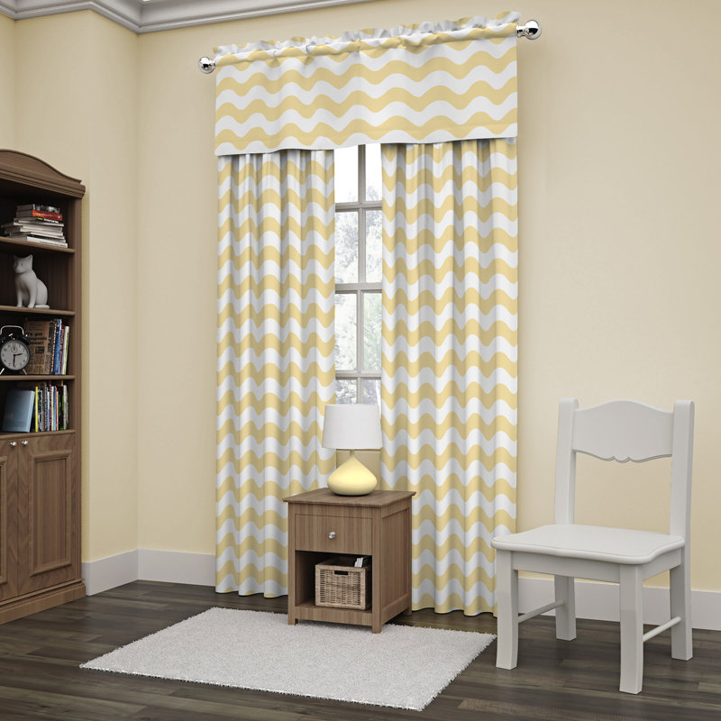 Wavy Chevron Blackout Curtain Single Panel, 42" W x 84" L, Yellow
