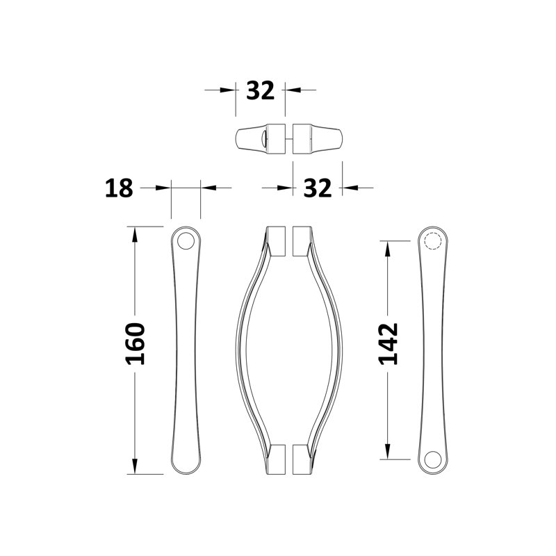 Ella 14.2 cm centre Bar Handle
