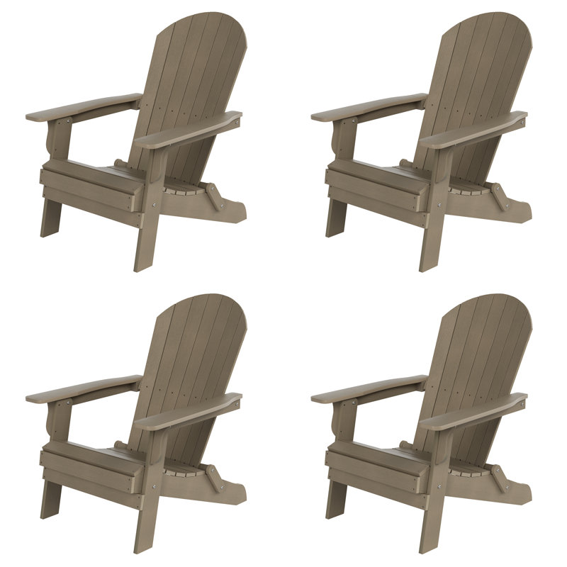 Arrlo Foldable Outdoor Adirondack Set, Taupe