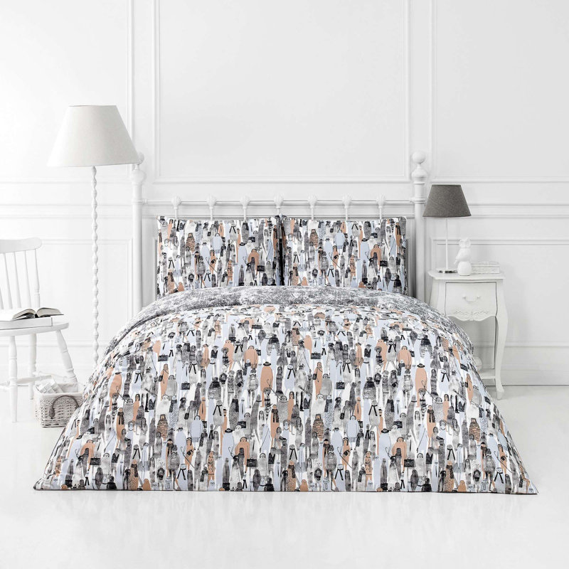Wheely Cotton Sateen Abstract Duvet Cover, Full Duvet Cover