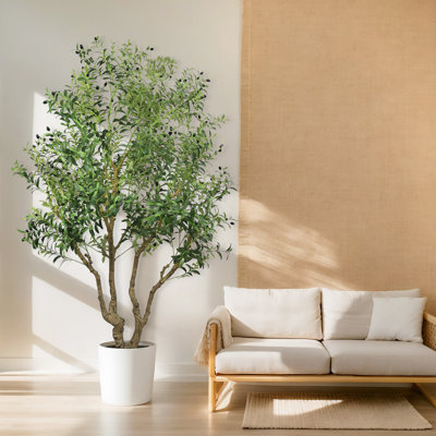 Tall Artificial Banyan Tree, Large Imitation Potted Green Plant With Natural Trunk & Realistic Silk Leaves,suitable For Indoor Outdoor Home Office Living Room Entryway Balcony