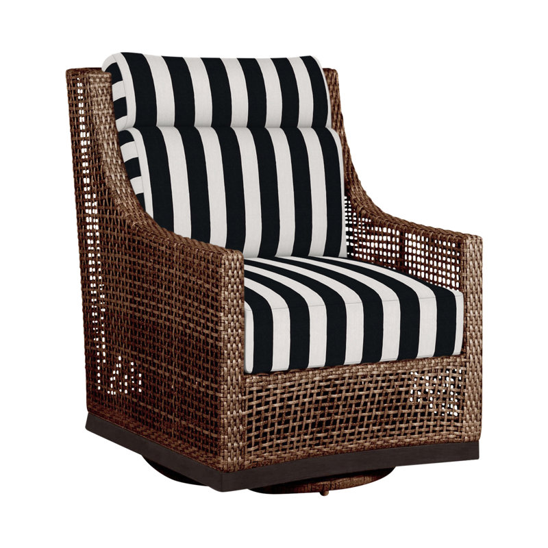Outdoor Peninsula Gliding Wicker/Rattan Chair with Cushions, No welt + Standard fill, Mahogany/Chestnut