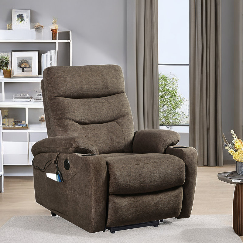 Fauteuil de massage inclinable électrique chauffant, Brun foncé