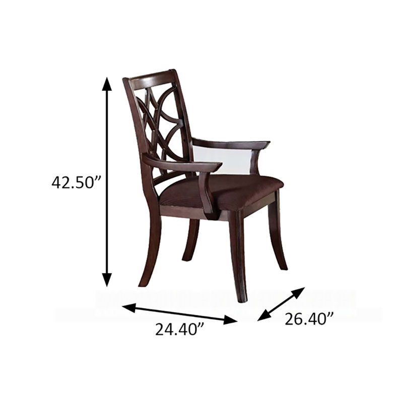 Chaise avec accoudoirs l 26,40 po (ensemble de 2), microfibre brune et noyer foncé