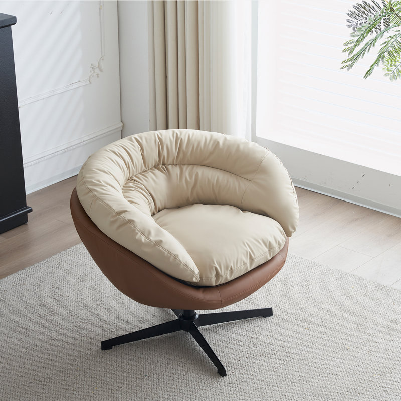 Pivot large de 34,25 po Rianhard, Similicuir brun / beige / gris