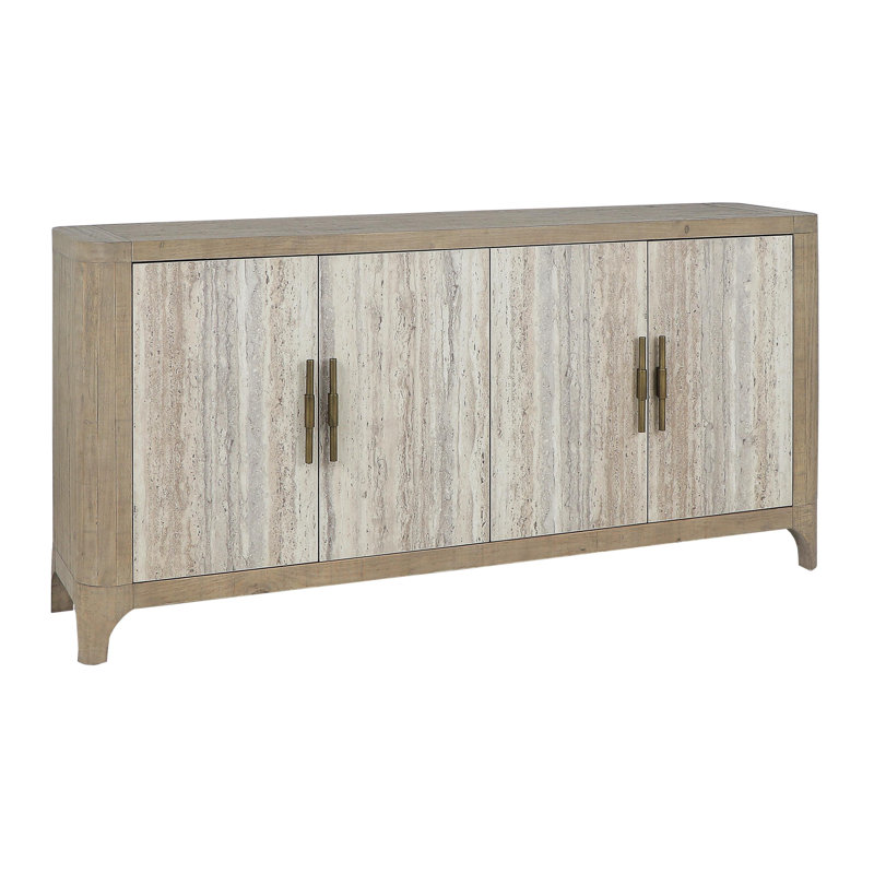 72" Brown Reclaimed Wood and Concrete Sideboard Buffet