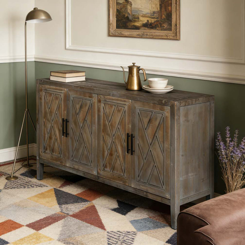 Buffet à 4 portes Modern Farmhouse, Marron antique