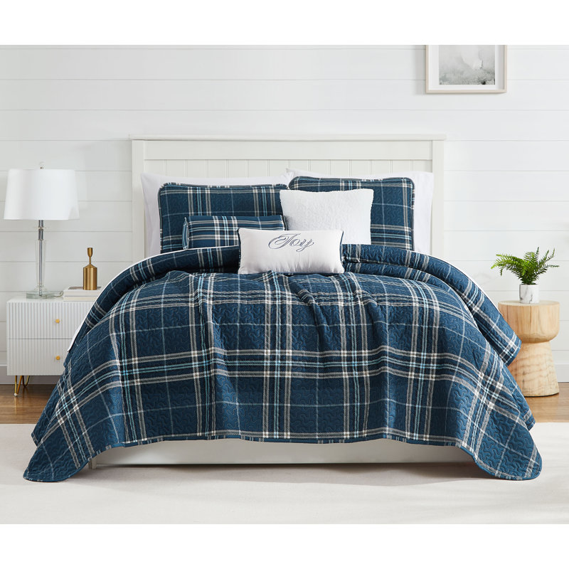 Ensemble de courtepointe en microfibre à motif écossais Vilano par Southshore Fine Linens, Bleu