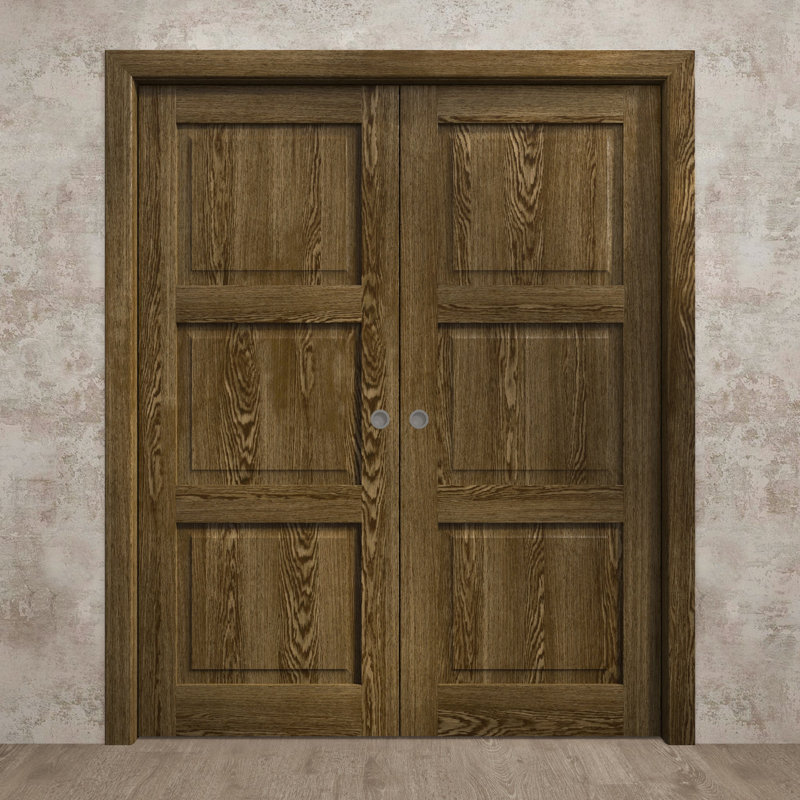 Portes coulissantes françaises à double poche | Ego 5010 | Ensemble de quincaillerie de rail | Portes intérieures modernes en bois massif pour chambre à coucher