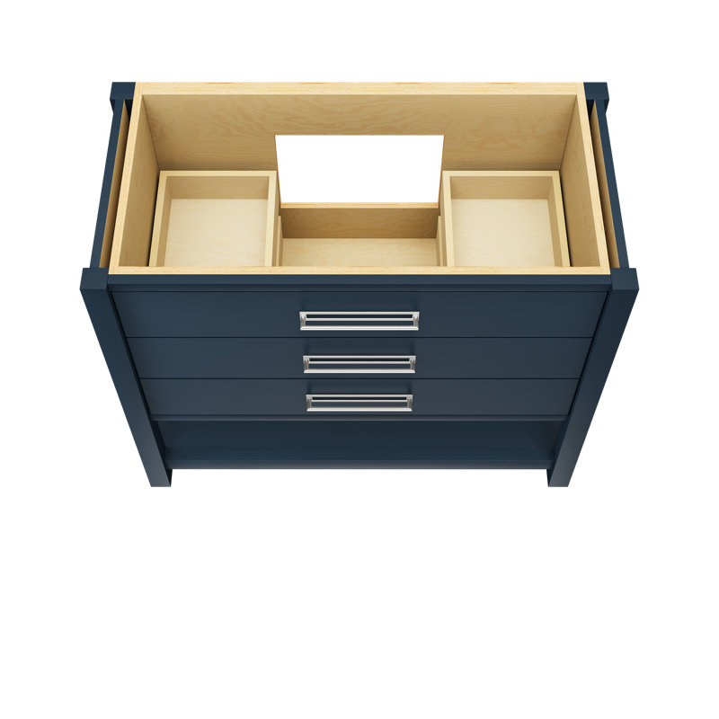 Kiawah Three-Drawer Single Bath Vanity, Hague Blue, 42", Polished Chrome