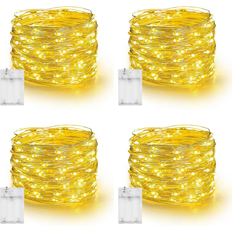 Guirlandes électriques à piles, lot de 4 guirlandes de lumières à fil d'argent 240LED, décorations de Noël pour l'intérieur et l'extérieur
