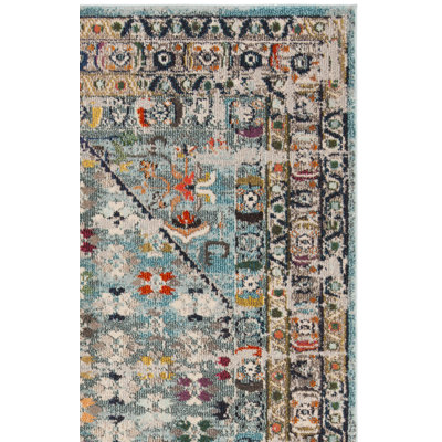 Hertzler Oriental Blue/Light Gray Area Rug