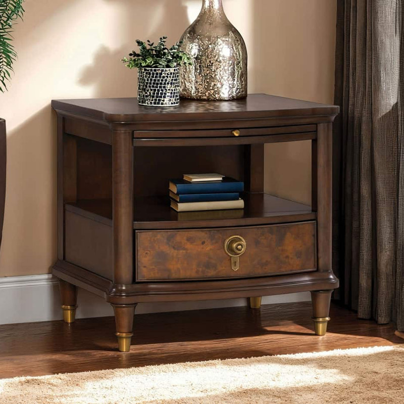Table de bout moderne Westerham avec DEL - cerisier foncé