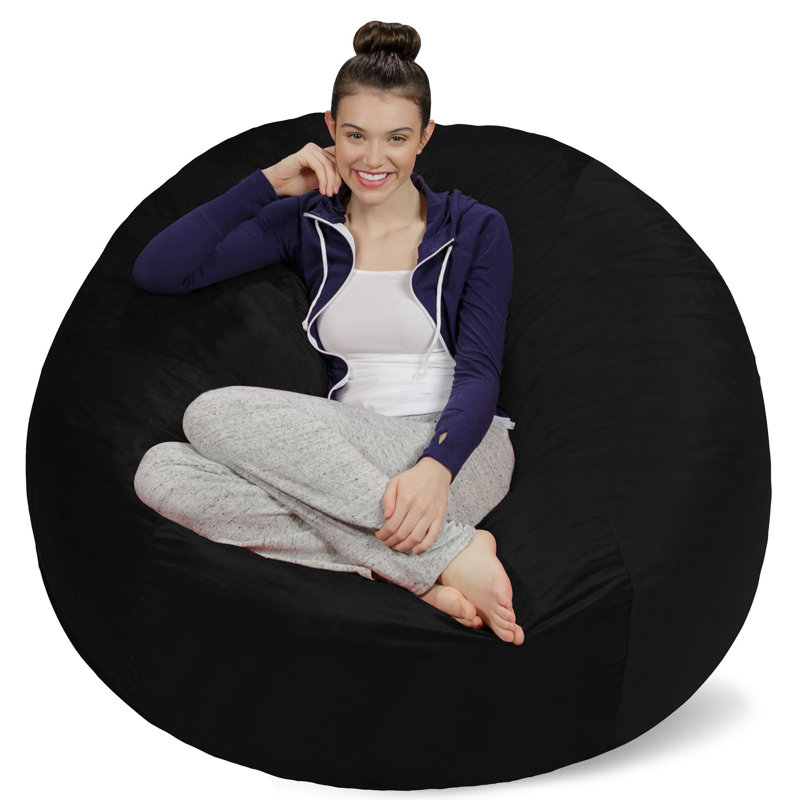Bean Bag Chair - Shredded Foam Filled Round Pouf Chair - Plush, Ultra Soft Memory Foam Filled Bean Bag Chair with Microsuede Cover - Stuffed Foam Filled Furniture and Accessories for Dorm Room - Multiple sizes 5 Ft or 6 Ft