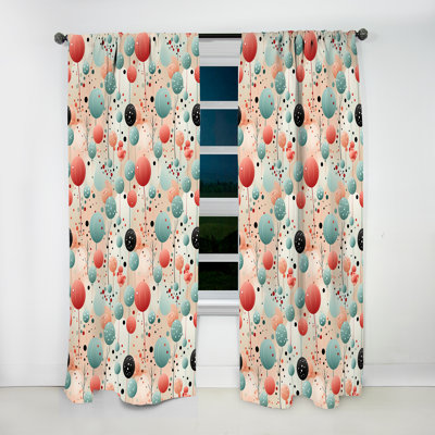 Blue And Coral Elegant Polka Dots Bliss - Abstract Curtain - Room Darkening Curtain - 1 Panels