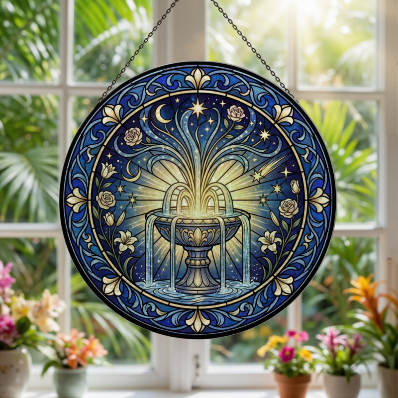 Panneau de vitrail en verre coloré, 7,8 heures, H 7,8 po