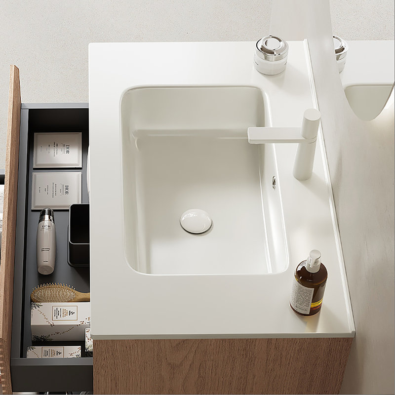 Lavabo de salle de bain 30 "sans armoire, avec lavabo en céramique blanche