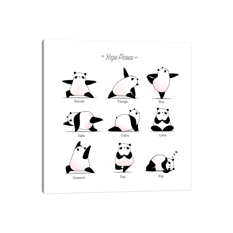 «Yoga Panda II» par Tobias Fonseca - impression d'art graphique, Toile tendue, Pas de tapis, H 37 po x l 37 po x P 1,5 po