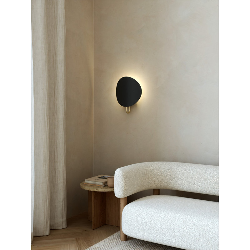 Steel Flush Mounted Sconce, Black/Brass