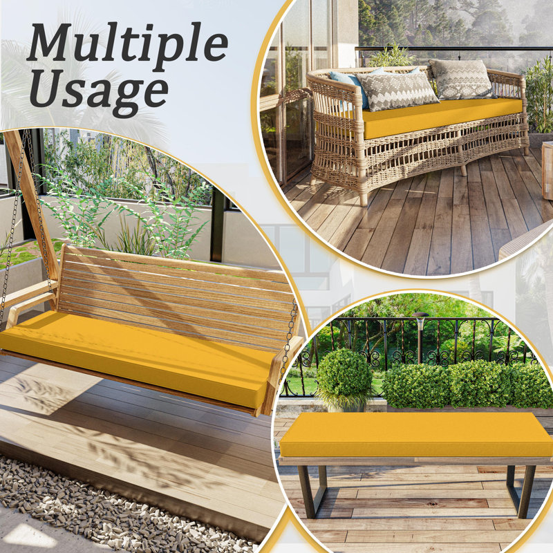 Outdoor 3.5'' Bench Seat Cushion, Available In 5 Sizes, Yellow, 60" W x 18" D