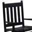 Chaise berçante noire avec dossier en lattes de bois