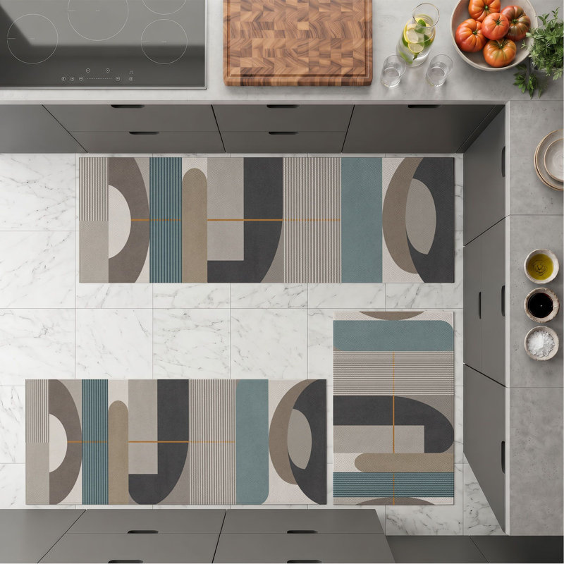 Tapis de cuisine géométriques antidérapants lavables