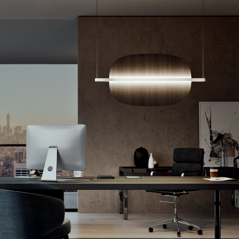 HANG OUT 1 - Light LED Pendant, 31.5" H x 41.7" W - Round, Suspension 03, Graying Ash Wood