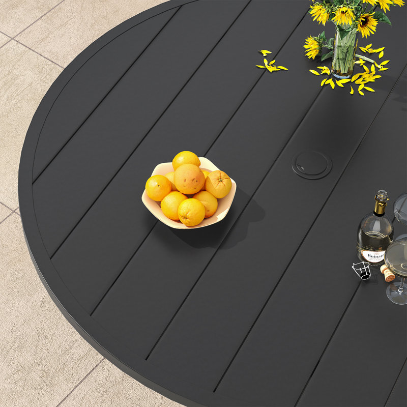 Baileyville 6-Person Patio Dining Set with 53" Round Patio Dining Table and 6 Swivel PVC-coated polyester Dining Chairs