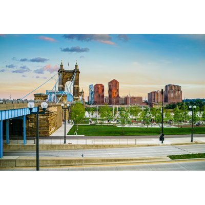 John A. Roebling Suspension Bridge by NatChittamai - Wrapped Canvas Print