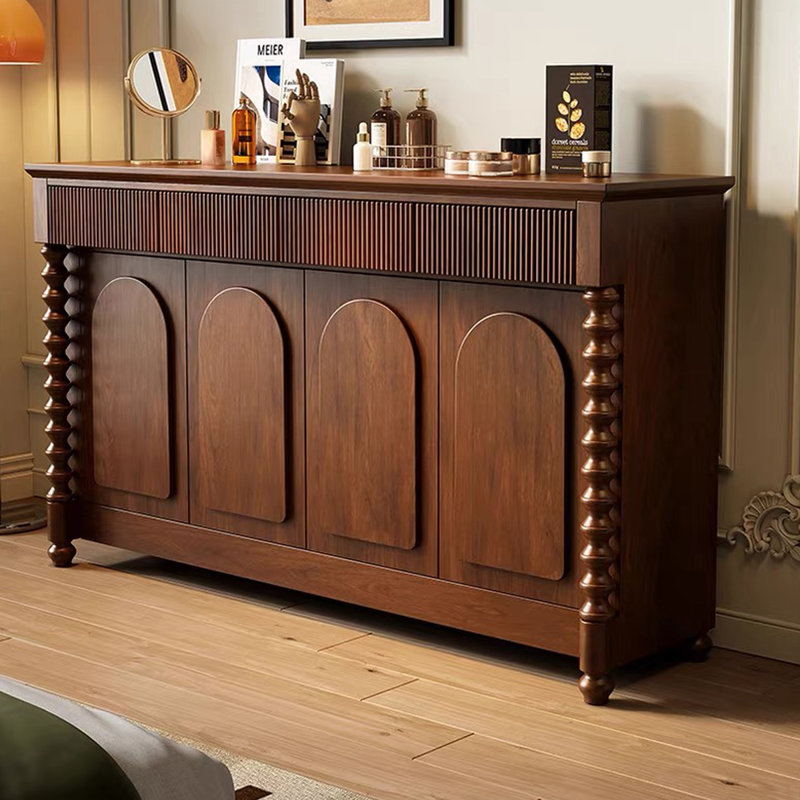 Retro Nut-Brown Solid Wood Sideboard