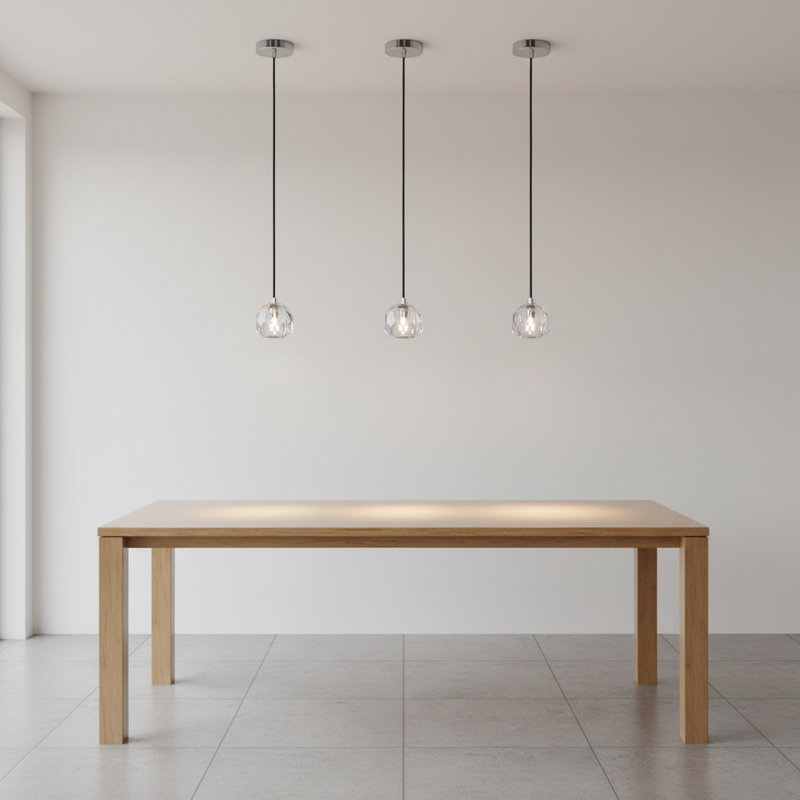Luminaire suspendu géométrique unique à 1 lumière Evelore, Chrome chrome