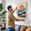 Sunset Over Hills Geometric - Wrapped Canvas-906543395-906543404