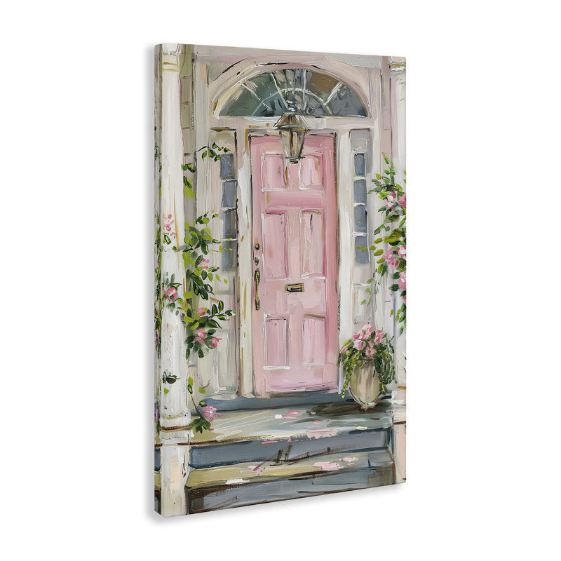 «Pink Door Welcome», art mural par Petal Prints Design, H 36 po x l 24 po